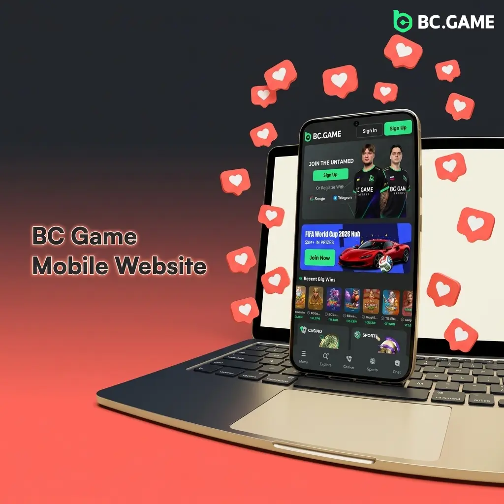 BC Game mobile website interface displayed on a smartphone browser, accessible to Indian players without installation
