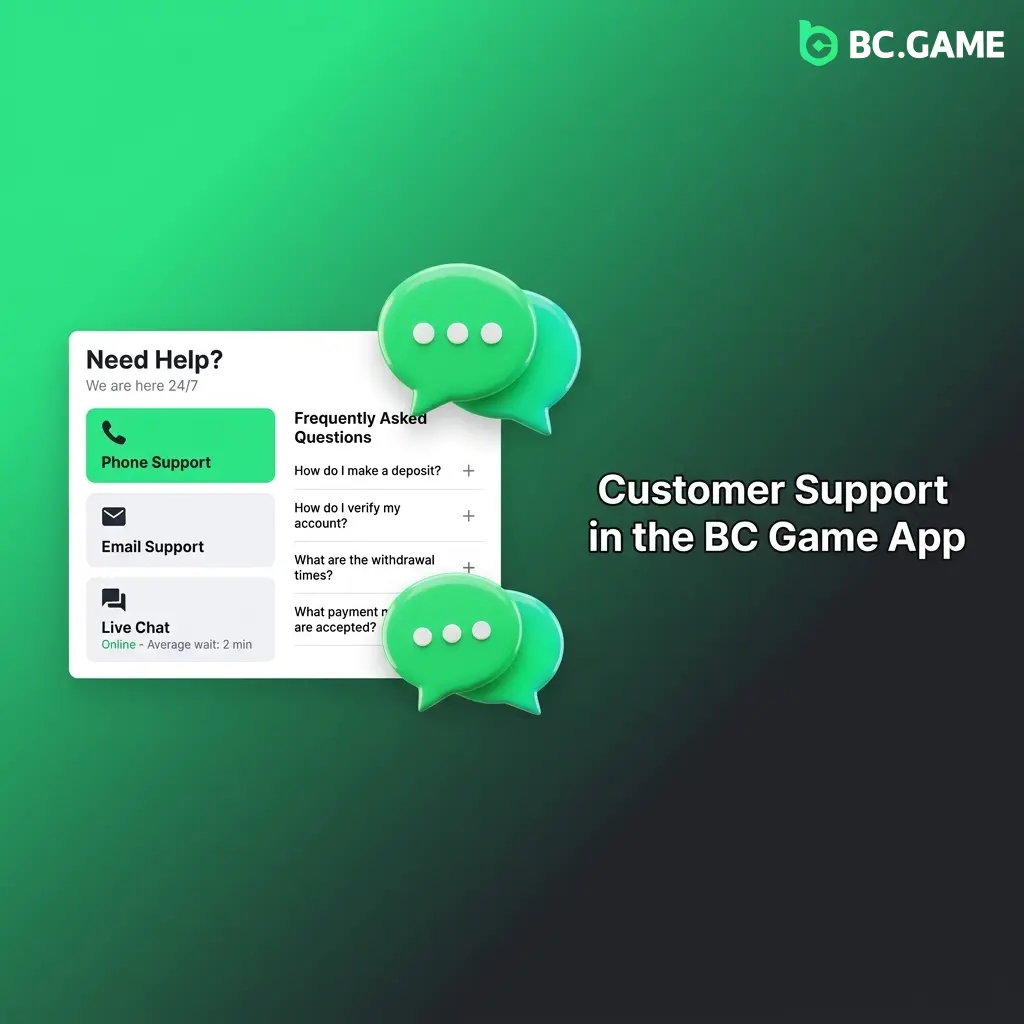 BC Game app customer support channels including live chat, email, Telegram, and Help Centre for Indian players