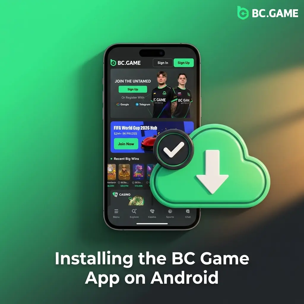 Step-by-step guide for installing BC Game APK on Android, showing unknown sources setting and installation prompt steps
