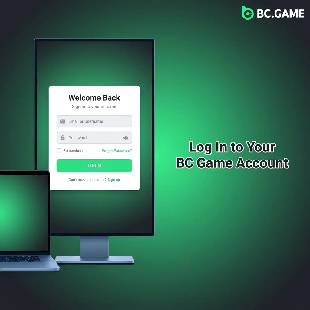 BC Game login page showing step-by-step sign-in process including 2FA and Google or Telegram login options